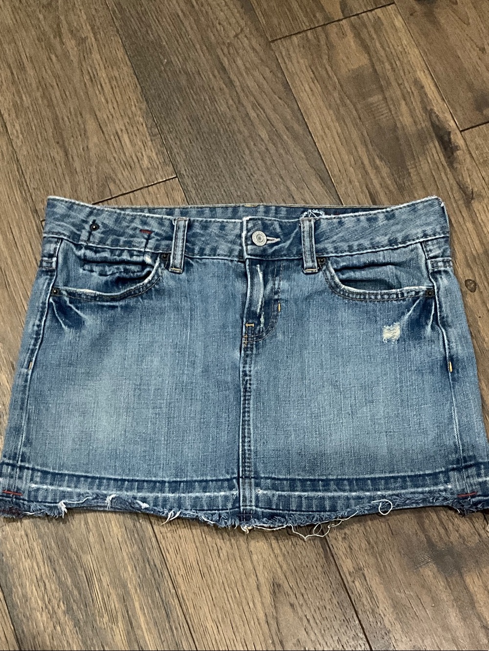 GAP Light Blue Denim Mini Skirt with Frayed Hem